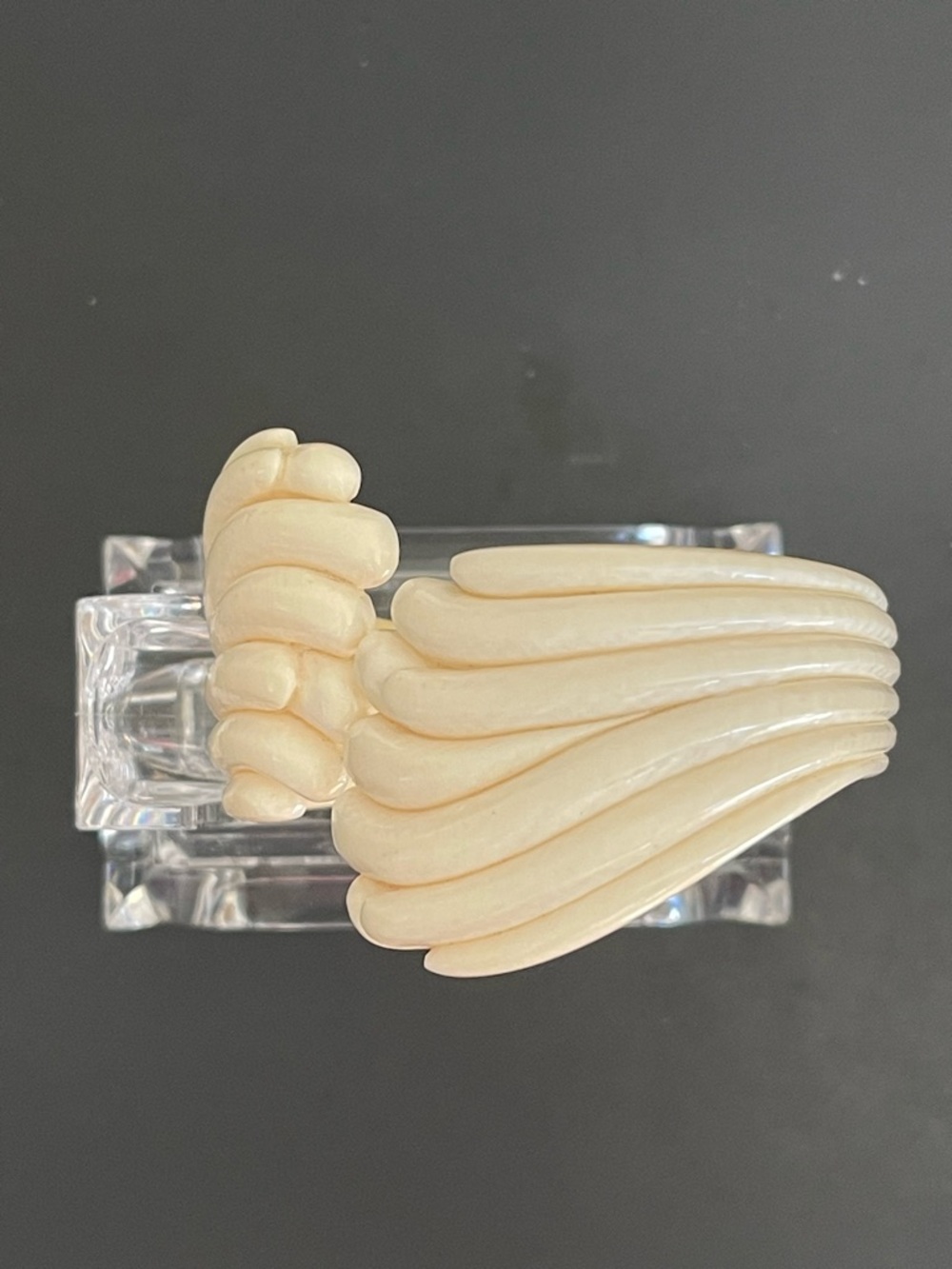 Vintage gold over silver hand carved genuine Ivory bangle bracelet. - Picture 13 of 14
